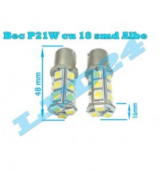 LED semnalizare P21W BAY15 T25 1156 18 smd alb